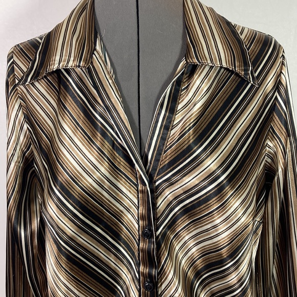 Giorgio Fiorlini  Long Sleeve Striped Button Front Top Size Small - Picture 2 of 7